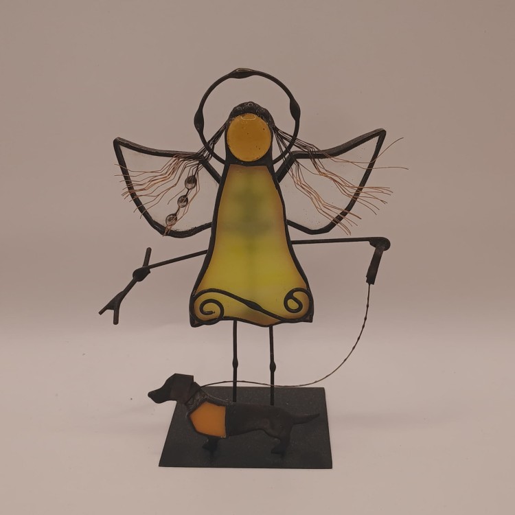 aniołek witrażowy miłośnik psów