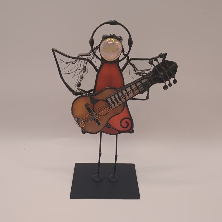 aniołek witrażowy z gitarą