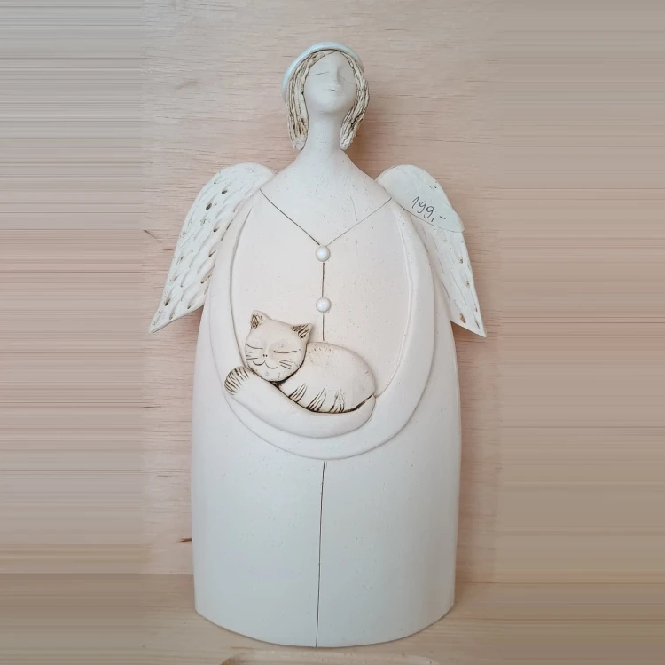 anioł ceramiczny kobieta z kotem.jpg