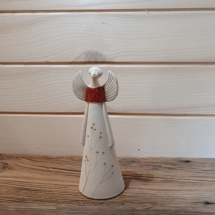 anioł ceramiczny z motywem roślinnym