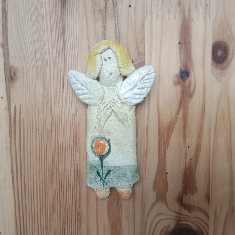 Anioł ceramiczny wiszący mały wariant 3.jpeg
