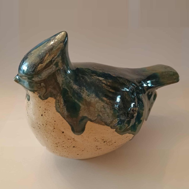 ptak siedzący z czubem duży