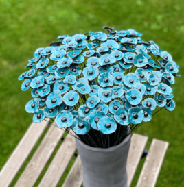 Kwiat ceramiczny mak niebieski mini